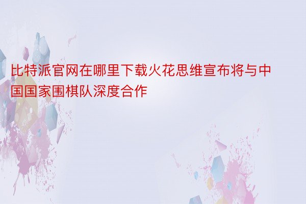 比特派官网在哪里下载火花思维宣布将与中国国家围棋队深度合作